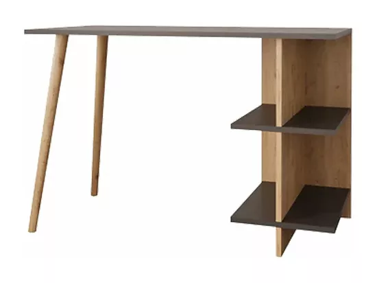 Bureau Moderne Volet en Bois Chêne Anthracite 114x56x76 cm - Idéal pour Petits Espaces