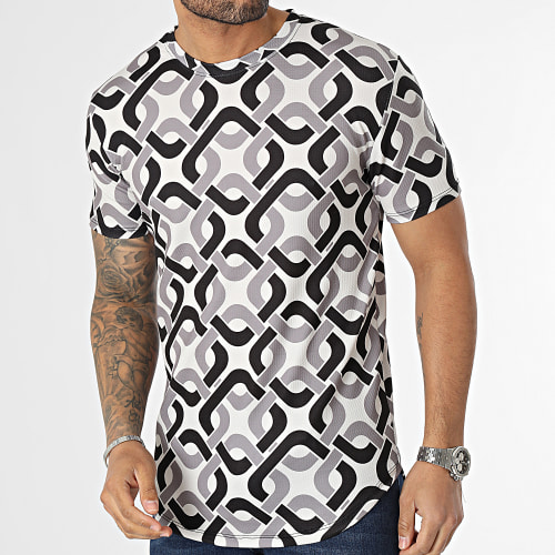 Tee Shirt Oversize Blanc Gris Noir