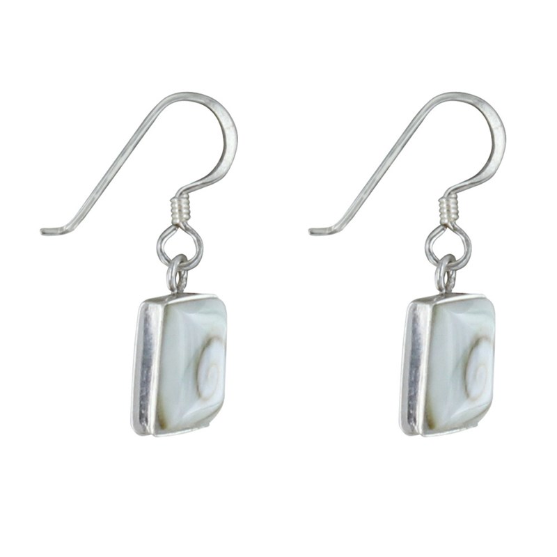 Boucles d'Oreilles Argent Oeil de Sainte Lucie Moyen Carré