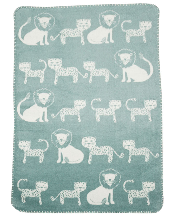 Babydecke LÖWE & LEOPARD (75x100) in mint