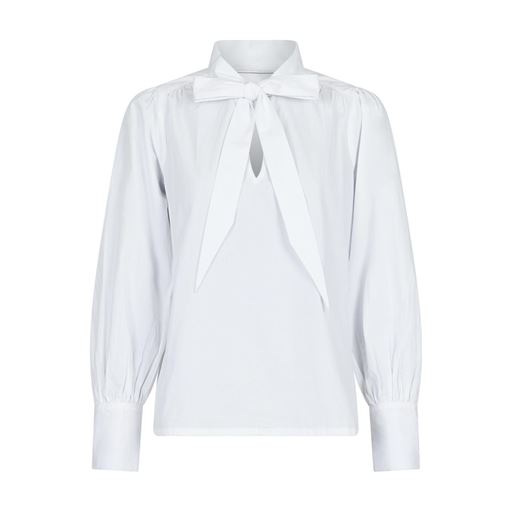 Neo Noir Jaz Bow C Poplin Bluse, White, 40