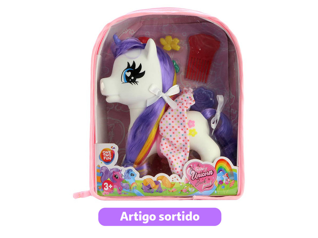 MOCHILA COM UNICÓRNIO E ACESSÓRIOS ONE TWO FUN MODELOS SORTIDOS