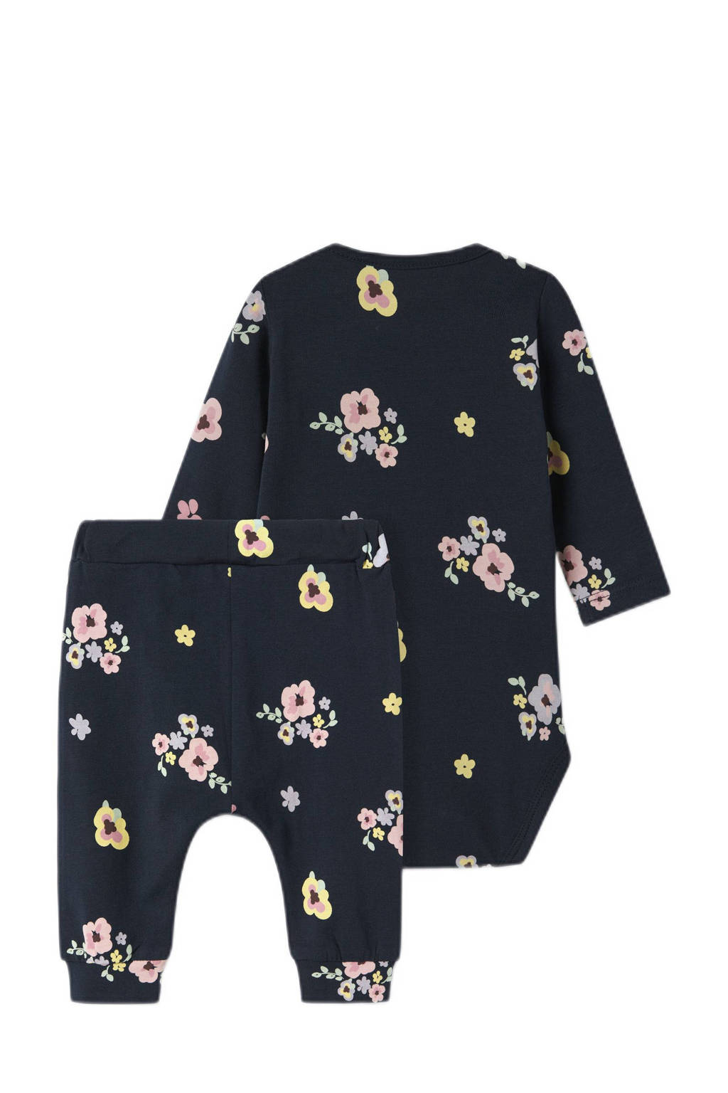 NAME IT romper + broek NBFVANDORA donkerblauw/roze/geel
