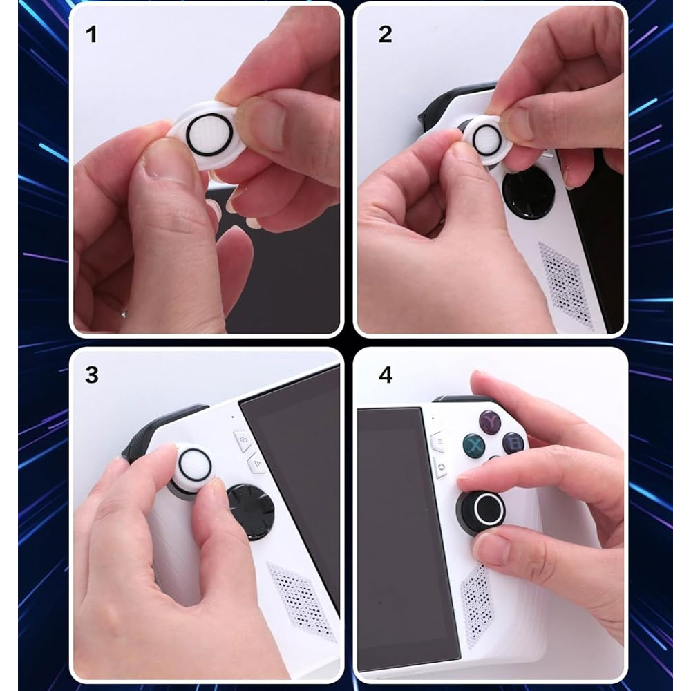 (4er Set) Asus ROG Ally Joystick Thumbstick Anti-Rutsch Silikon Grip Kappen - Schwarz / Weiss