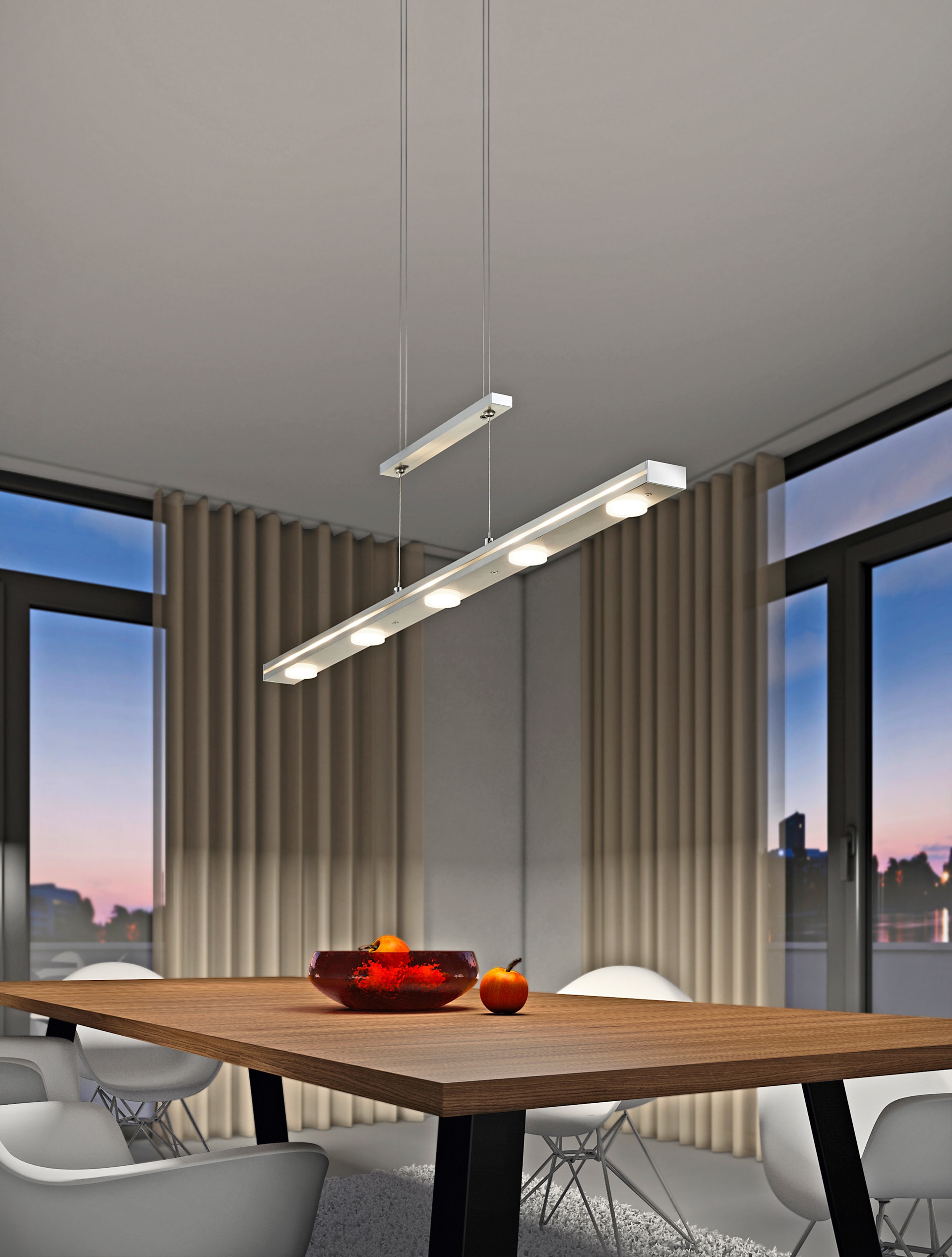 Trio LED Balkenpendel Lacal nickelfarbig