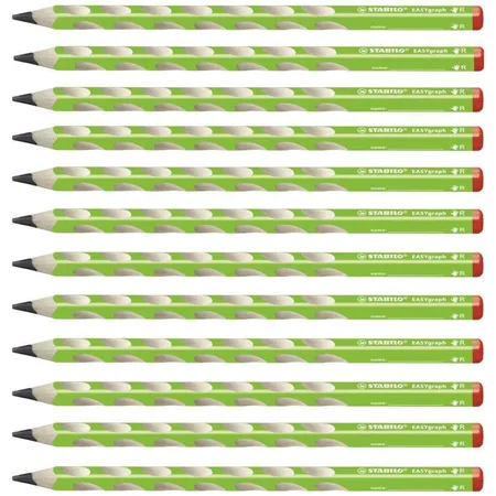 Ergonomischer Dreikant-Bleistift für Rechtshänder - STABILO EASYgraph in grün - 12er Pack - Härtegrad HB