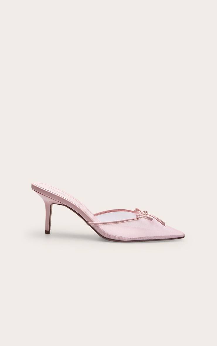 Rose Bébé Mule À Détail Nœud En Mesh