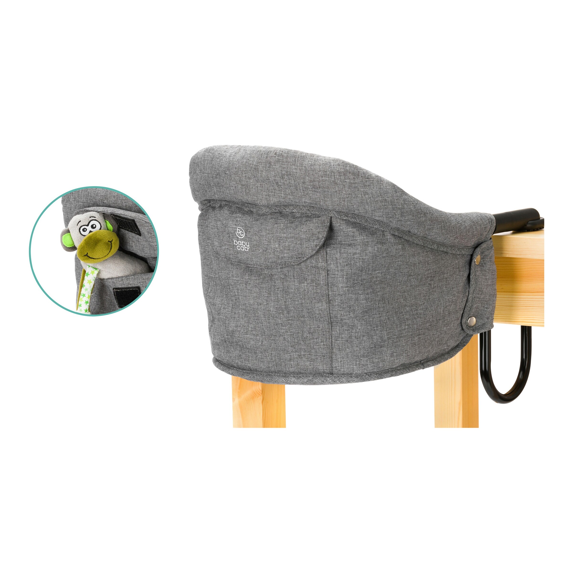 babycab Tischsitz Flexi für Tischplatte Stärke 2-8,5 cm grau melange