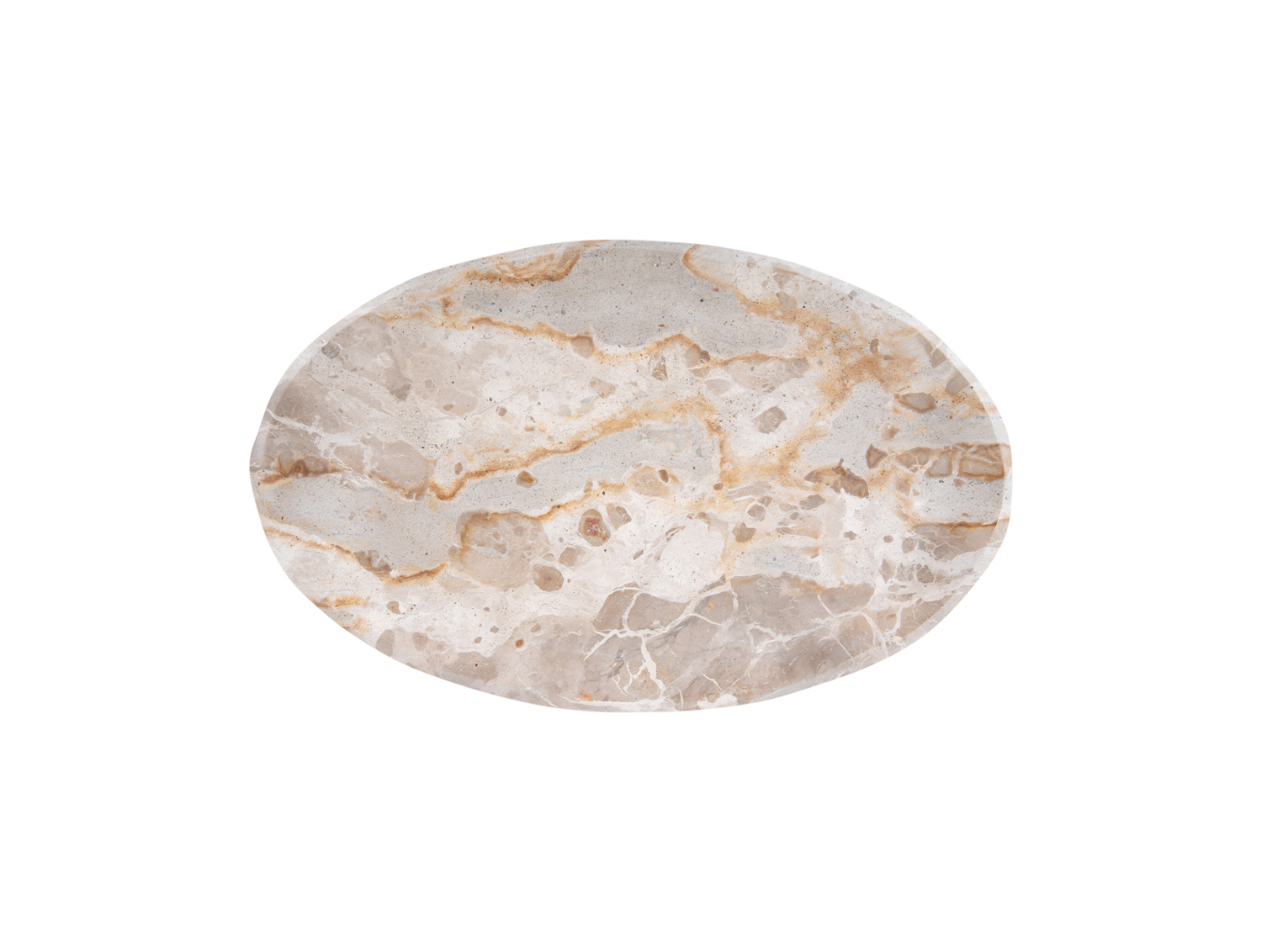 Tray Waved oval large marble brown
