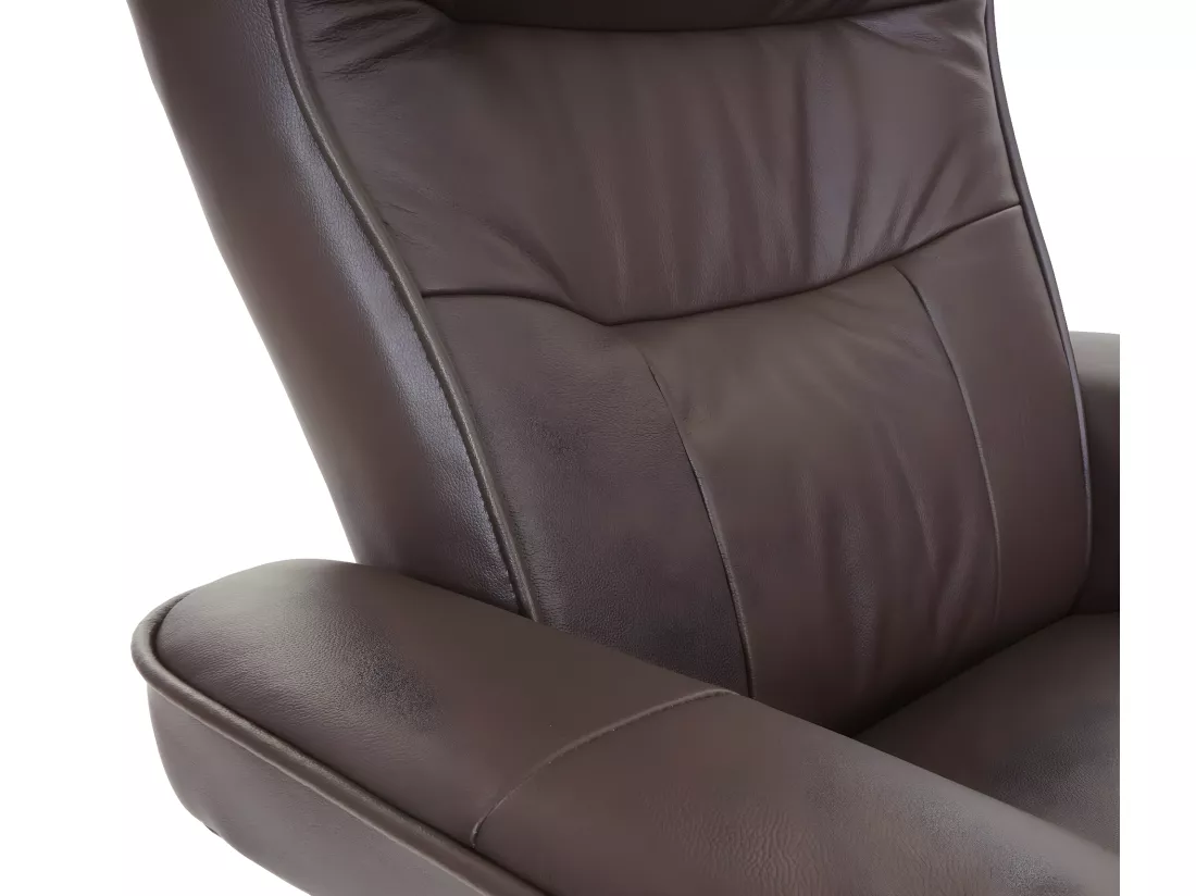 Fauteuil relax Edmonton avec pouf, marron, nature