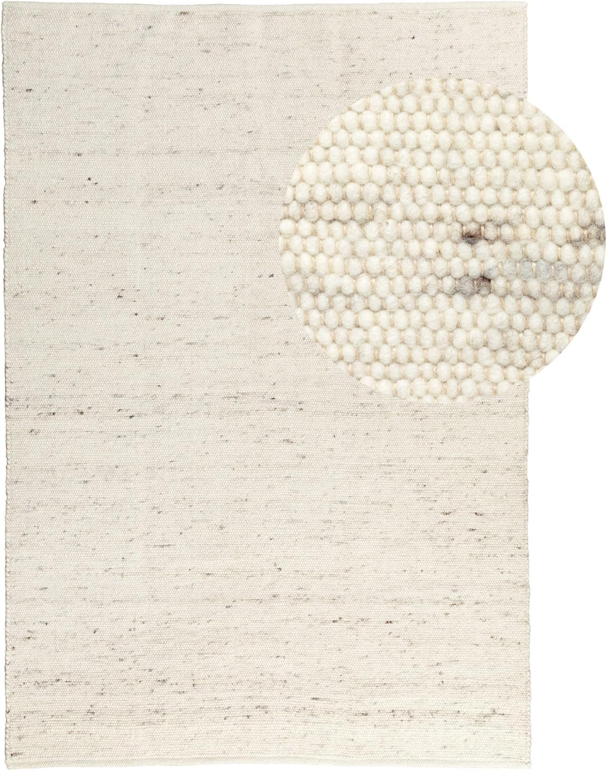 Steffensmeier Handwebteppich Korinth | Gesunder Wollteppich | Beste Schurwolle | Natur, handgewebt, Größe 130x190 cm