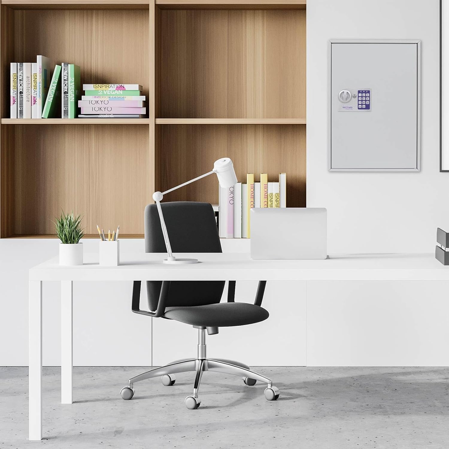 Profirst Schlüsselschrank Elea 250, Elektronikschloss, mechanische Notöffnung, Lichtgrau, BxH 38x55 cm, 250 Haken, inkl. Befestigungsmaterial