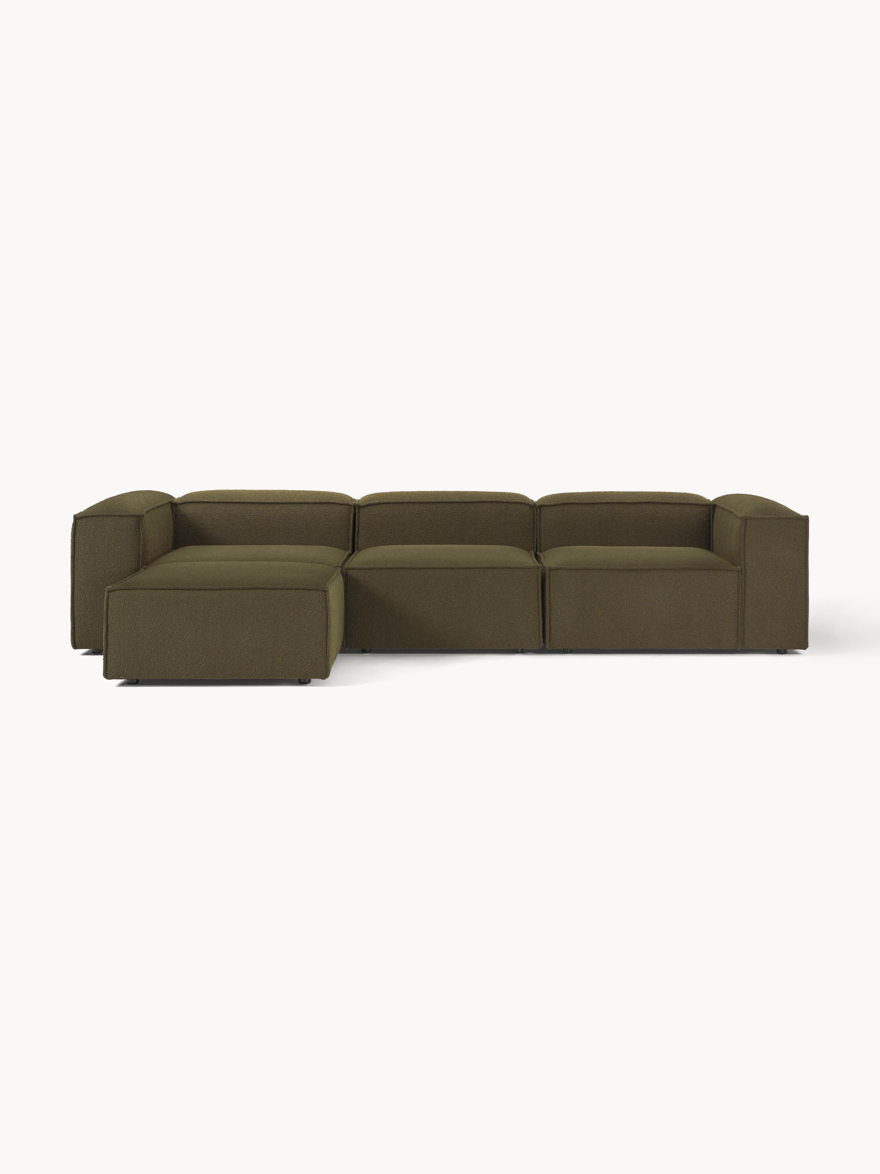 Lennon 4-zits modulaire bank in bouclé met poef (links/rechts)