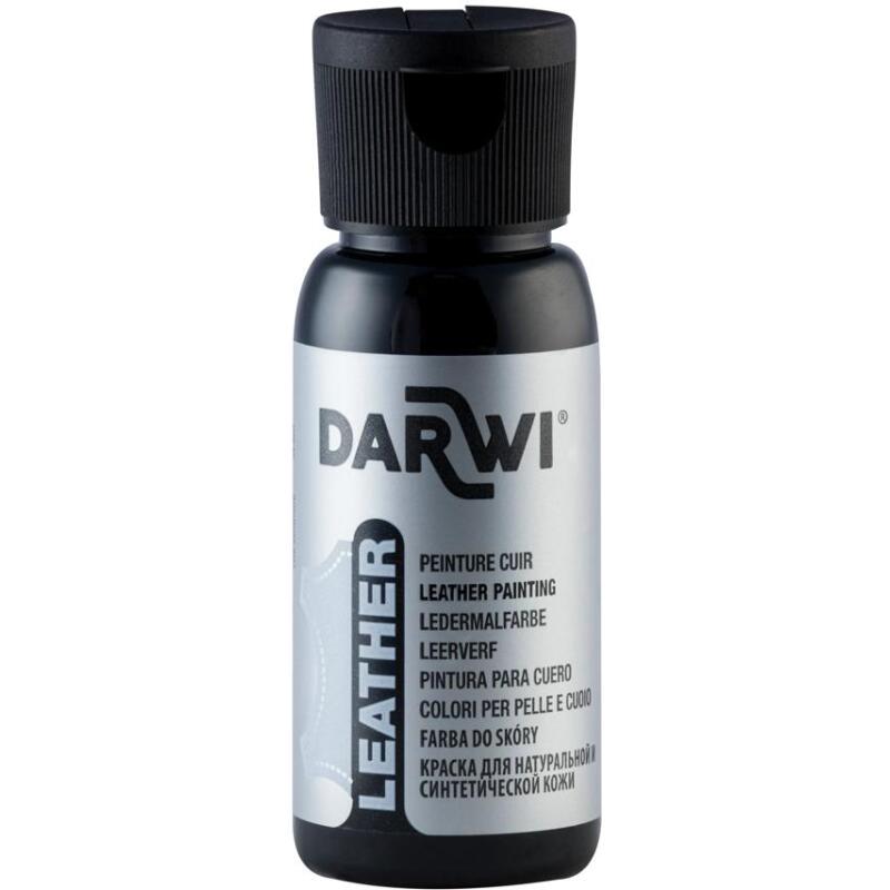 DARWI Flacon de 50 ml de Peinture sur Cuir - Noir