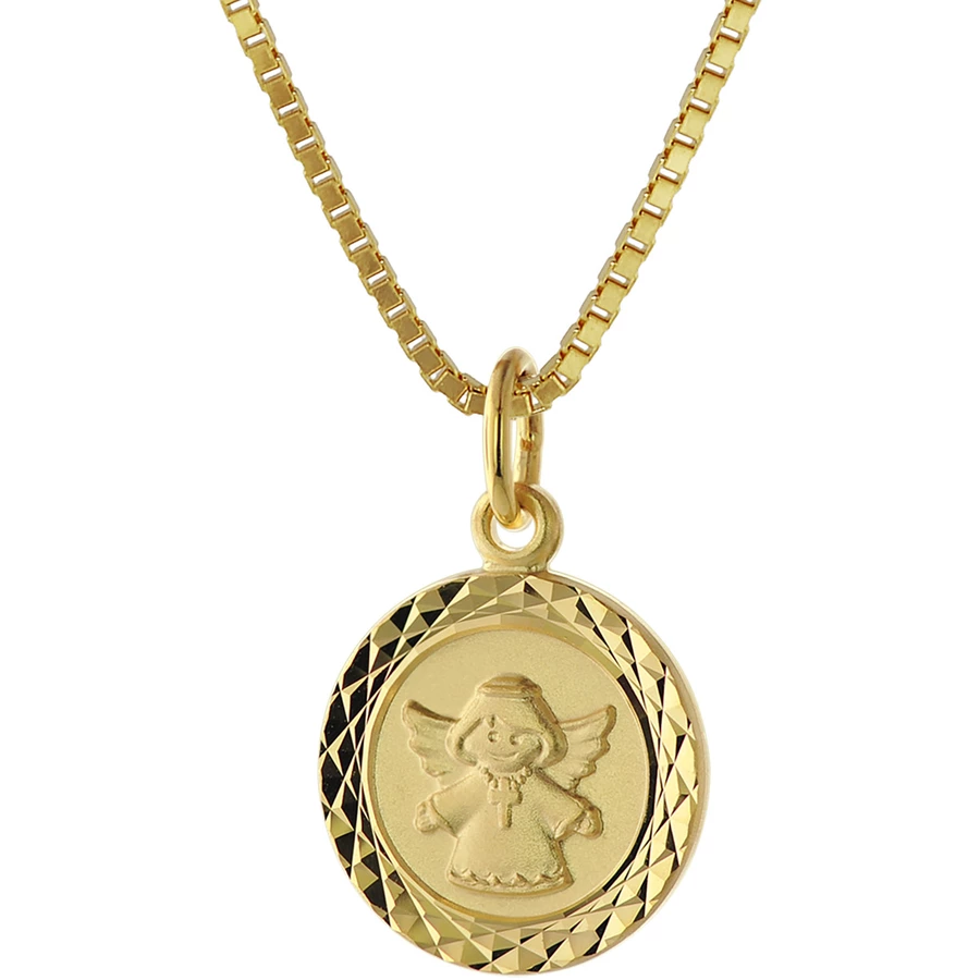 trendor Engel Schmuck-Anhänger für Kinder Gold 585 + vergoldete Kette gold