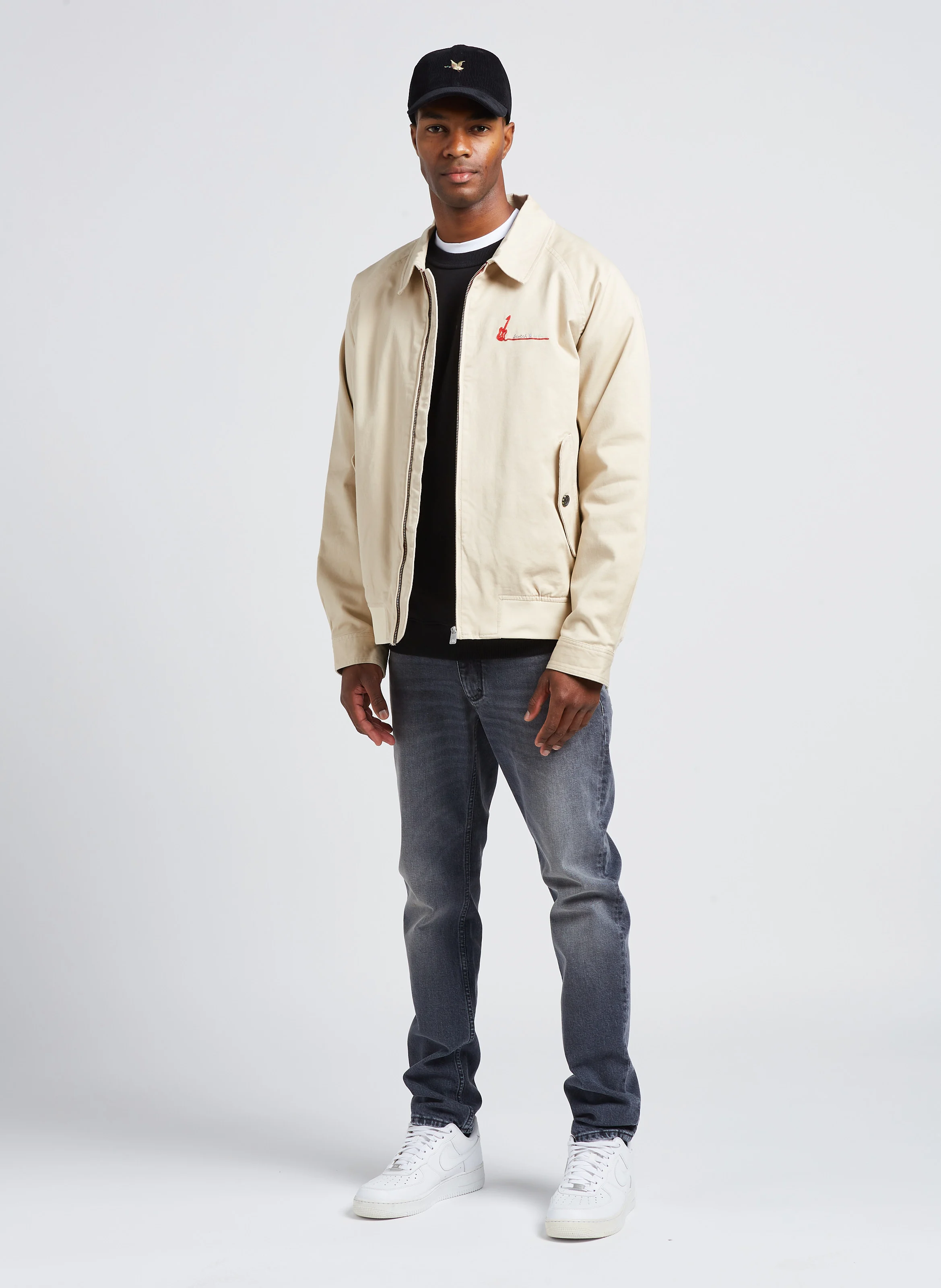 Blouson col classique droit en coton biologique | Beige