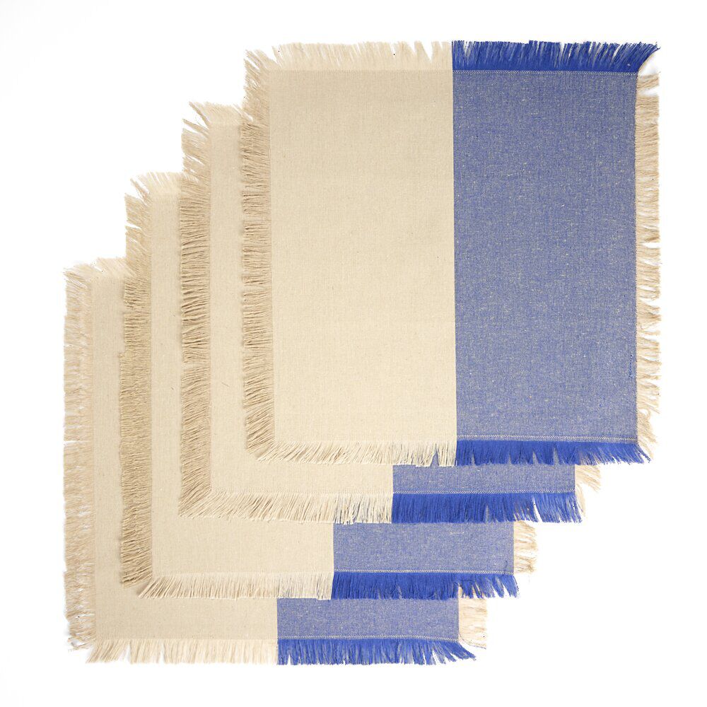 Lot de 4 serviettes de table carrées 35x35cm rebord frange