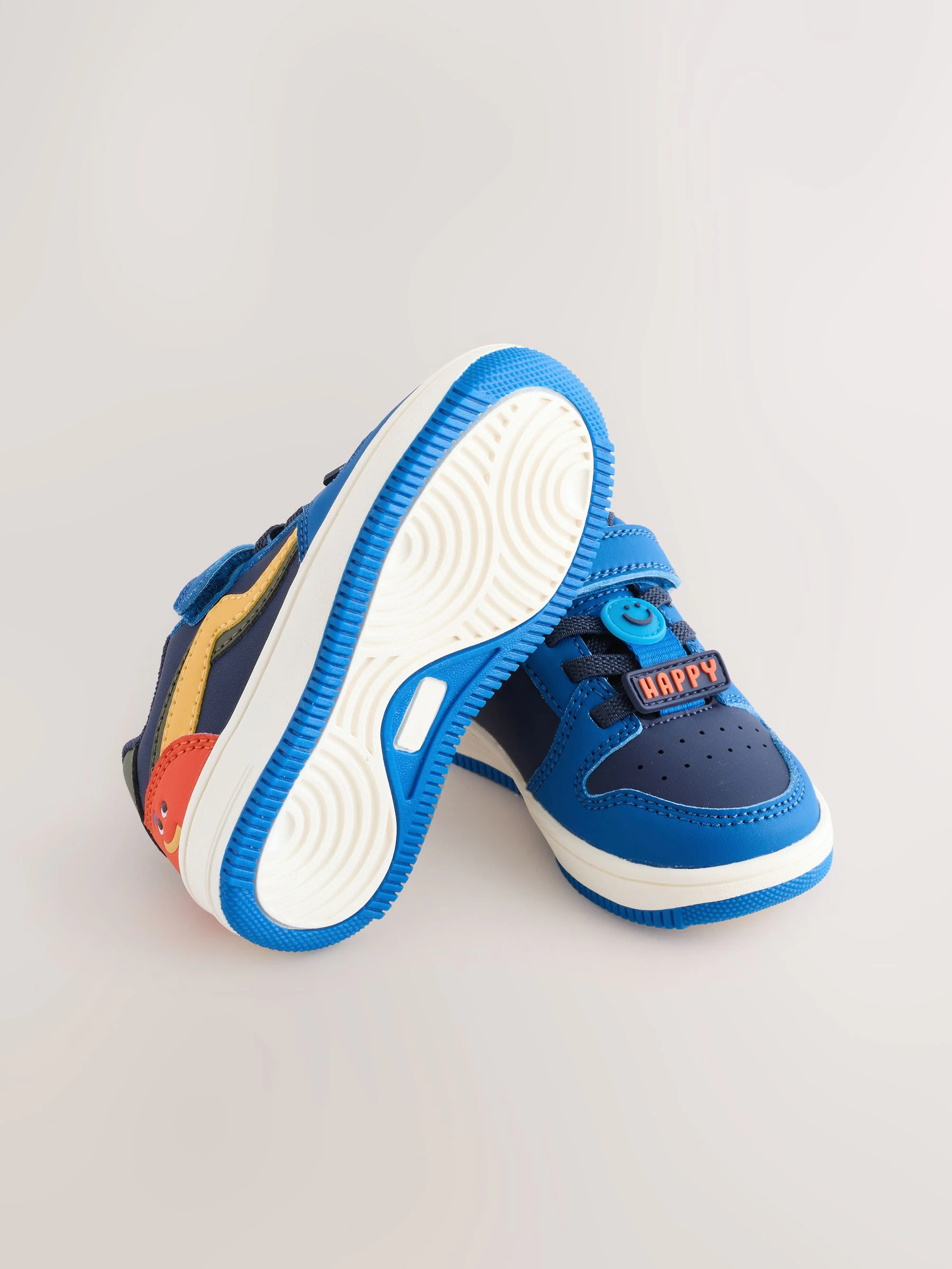Donkerblauw - Sneakers met klittenbandsluiting en elastische veters