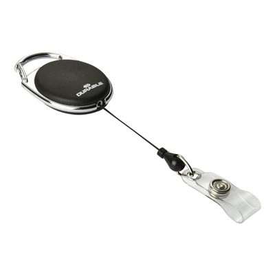 Durable - 10 Enrouleurs de badge - bouton pression clip - noir