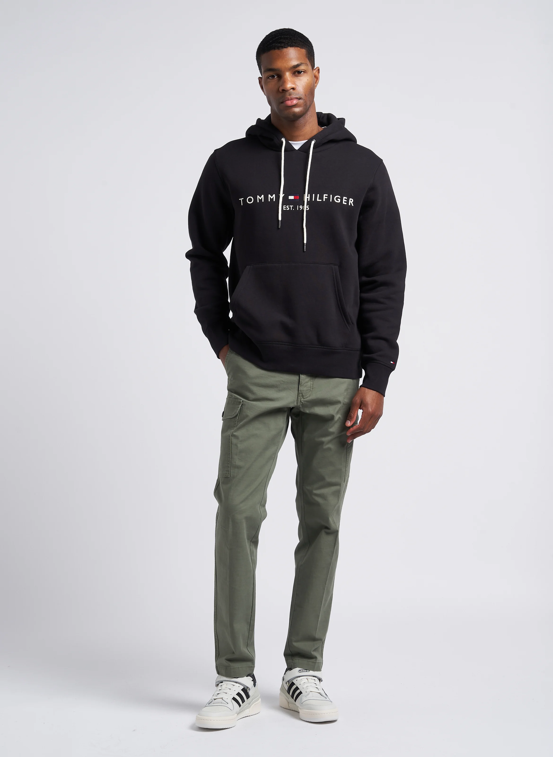 Pantalon slim en coton mélangé | Kaki