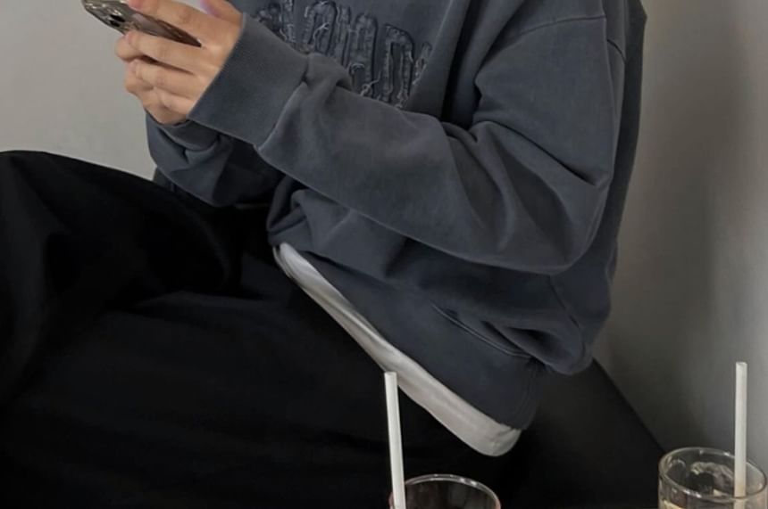 SeoulPop - Gewassen sweatshirt met letterpatch