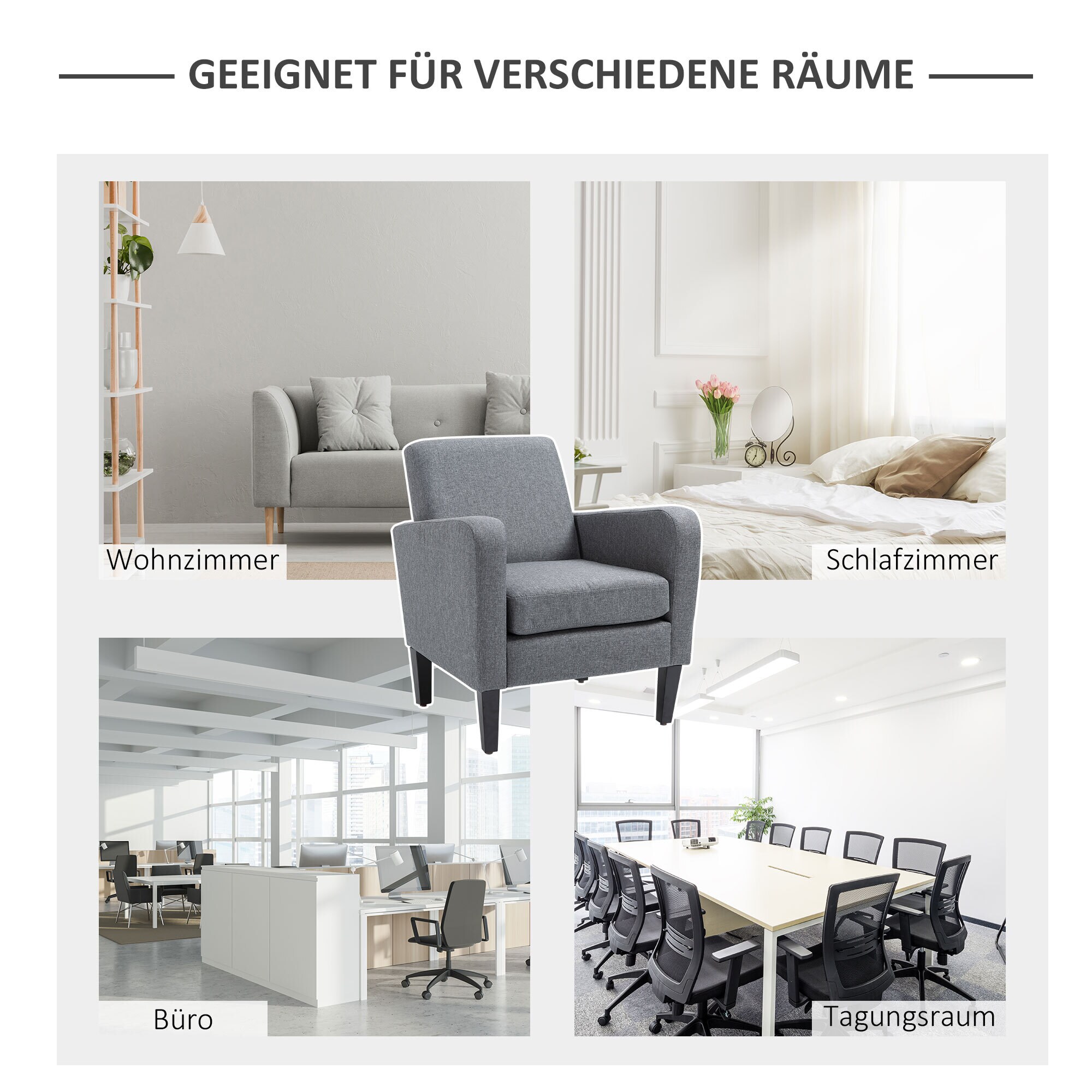 HOMCOM Einzelsessel zum Relaxen hellgrau 66 x 72 x 74 cm (LxBxH)