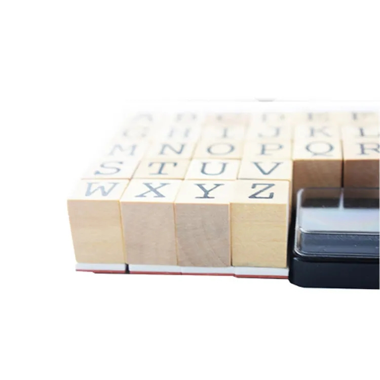 Holz Stempel Alphabet Deko Stempel inkl. Stempelkissen - ABC