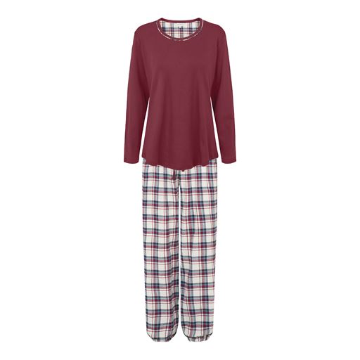 Lady Avenue Cotton Flannel Pyjamas, Ruby Red, XS