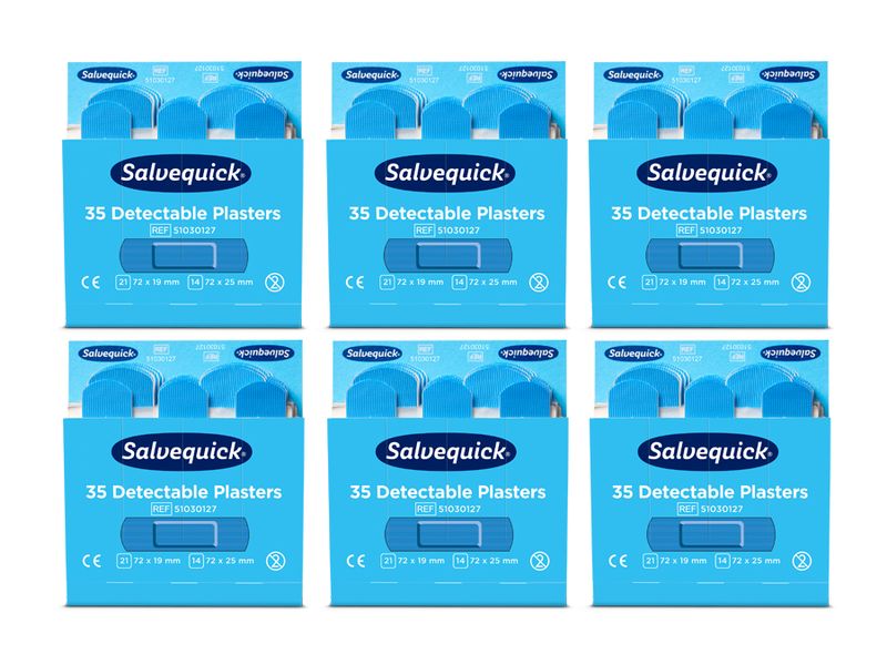Cederroth Salveqick Pflaster detektierbar refill 6 x 35 Stü Die detektierbaren Pflaster werden von den meisten Metalldetektoren erkannt