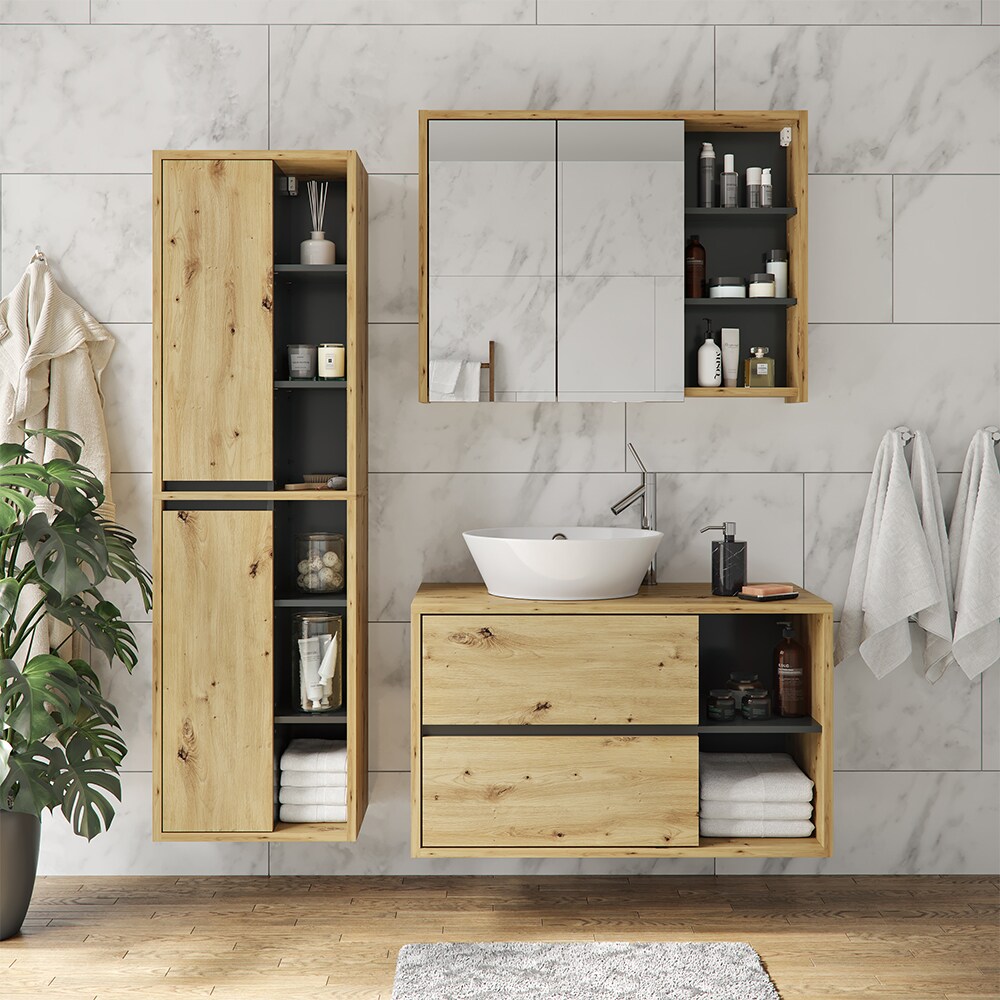 Vicco Wachtischunterschrank Viola Eiche Badschrank Waschbeckenunterschrank hängend