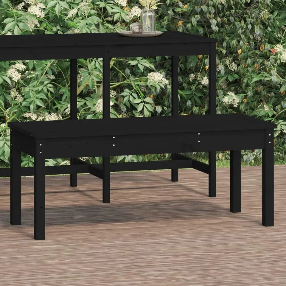 vidaXL - Tuinbank - Zwart - Grenenhout - 109 x 44 x 45 cm