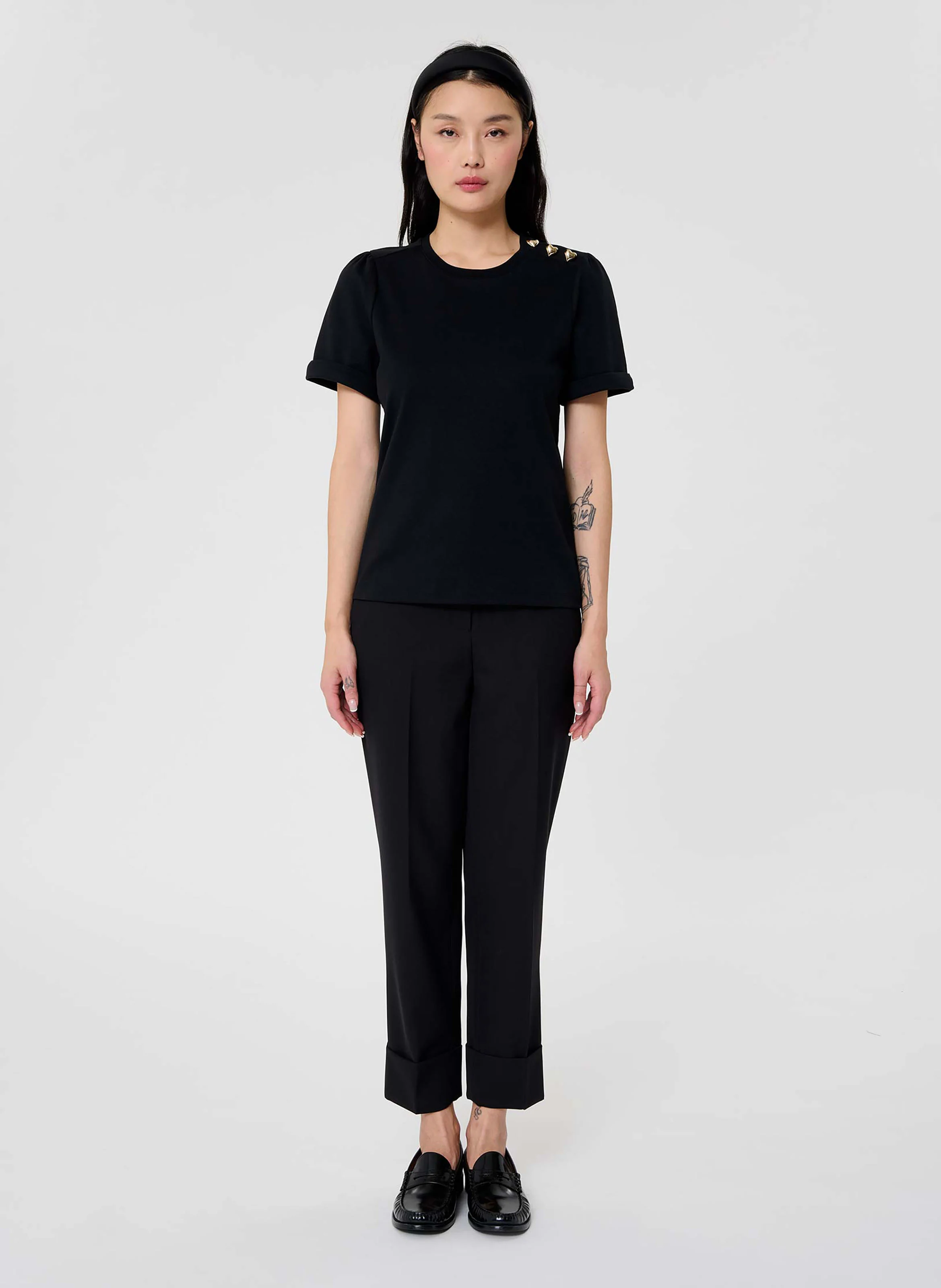 TAMPA - Tee-shirt col rond en coton | Noir