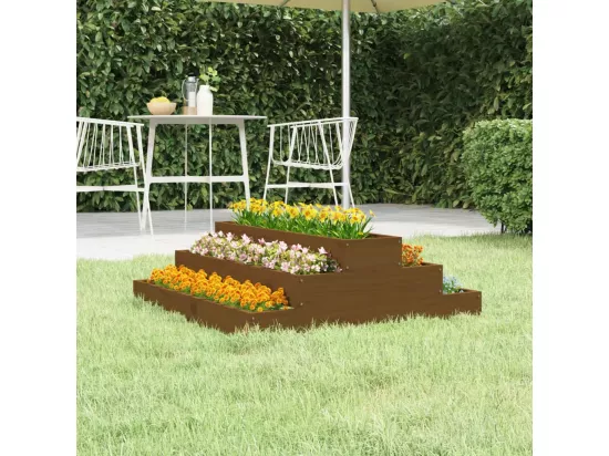 Jardinière Marron miel 80x80x27 cm Bois massif de pin