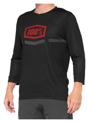 Maillot Manches 3/4 100% Airmatic Noir / Rouge