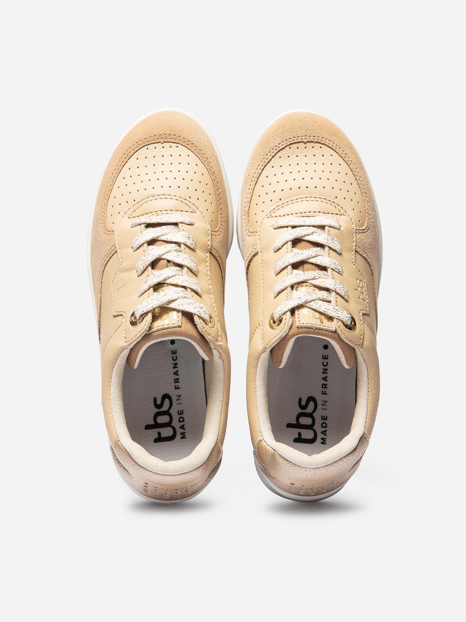 Baskets Femme Fabriquées en France Cuir Beige