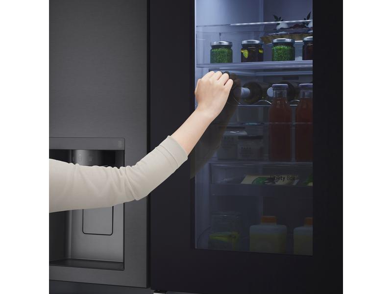 LG Foodcenter GSXV90MCDE Matte Black Steel Side by Side Kühlgerät mit Fenster und Innenbeleuchtung