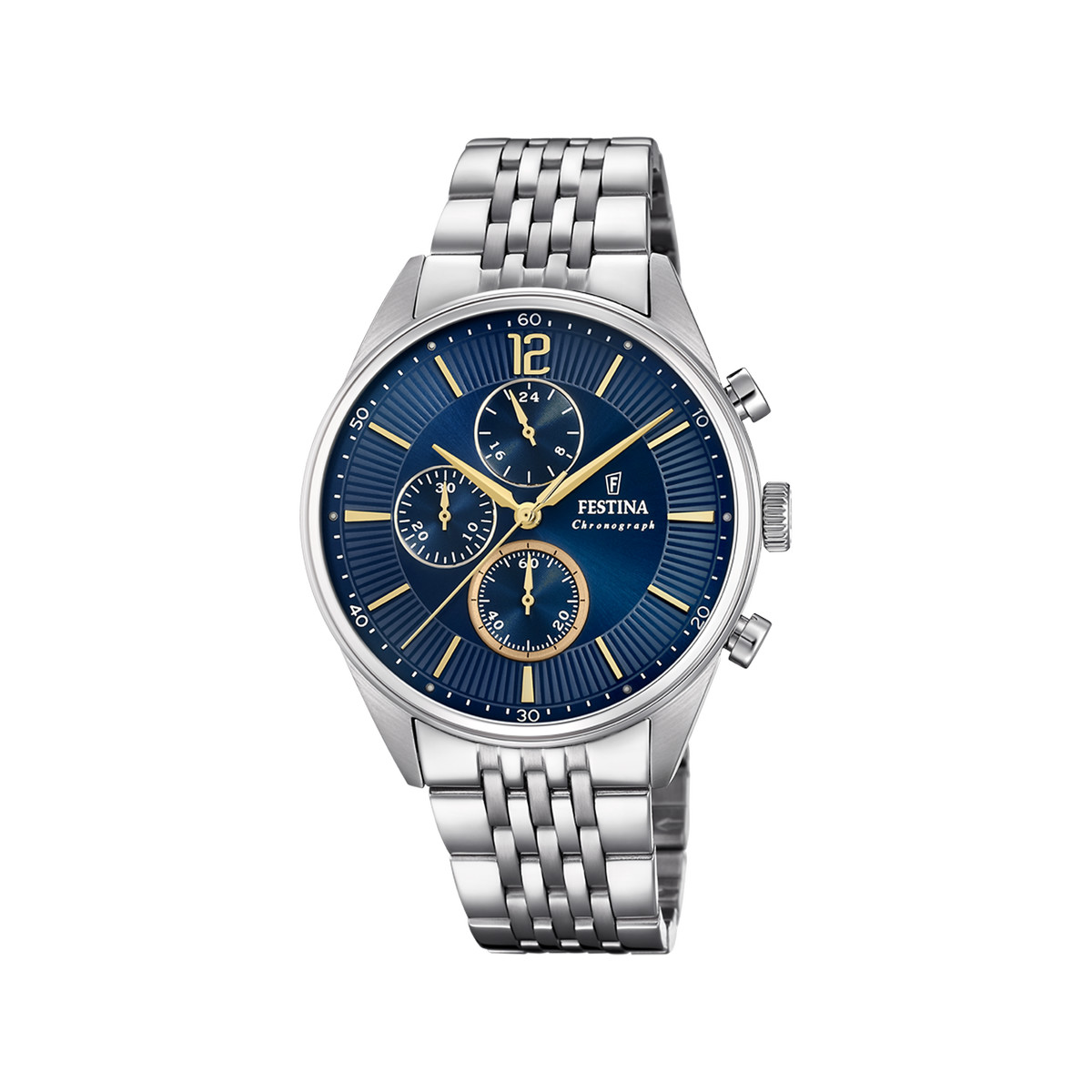 Montre FESTINA timeless chronograph homme chronographe, bracelet acier argent