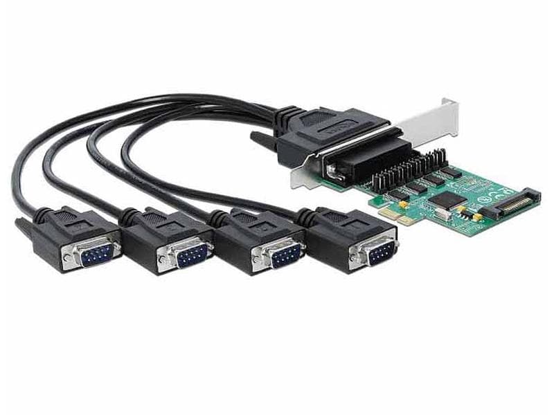 Delock PCI-Express-Karte 89938 4x RS-232 mit Spannungsverso PCIe-Schnittstellenkarte mit vier seriellen Ports