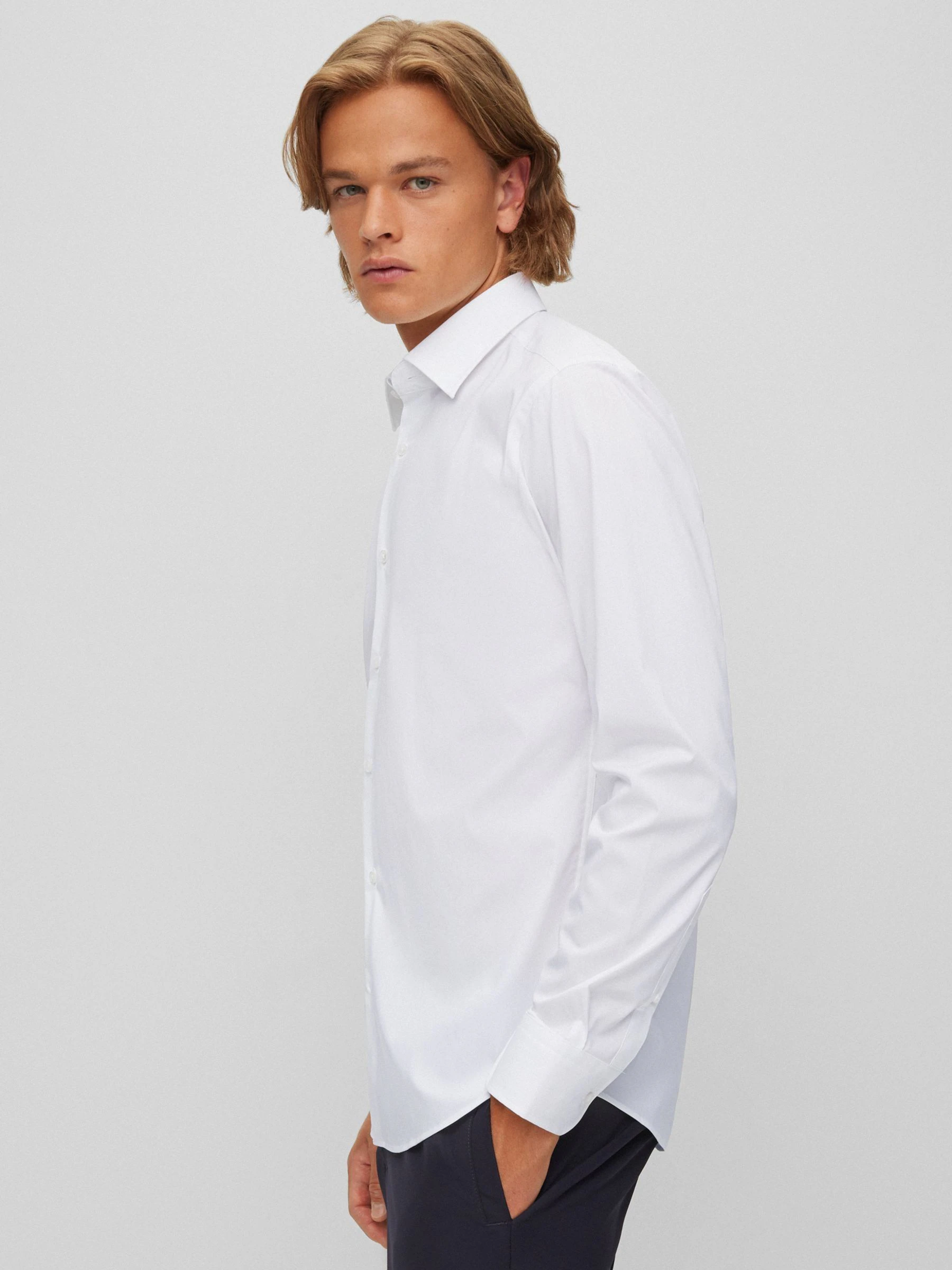 Wit - BOSS Joe Regular Fit Stretch Poplin Oxford Shirt