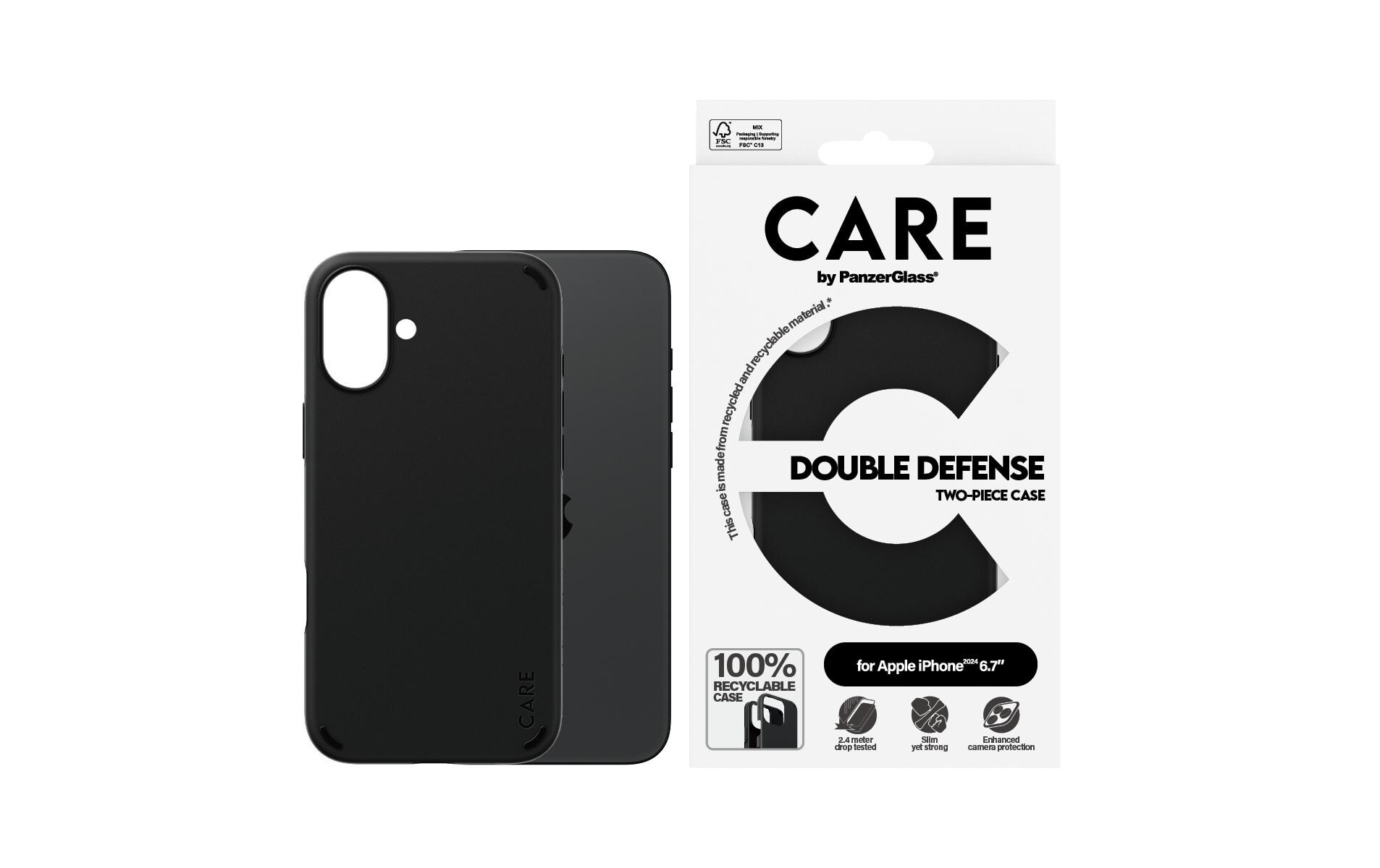 Back Cover Feature Double Defense iPhone 16 Plus SchwarzSchutzhülle für das Apple iPhone 16 Plus