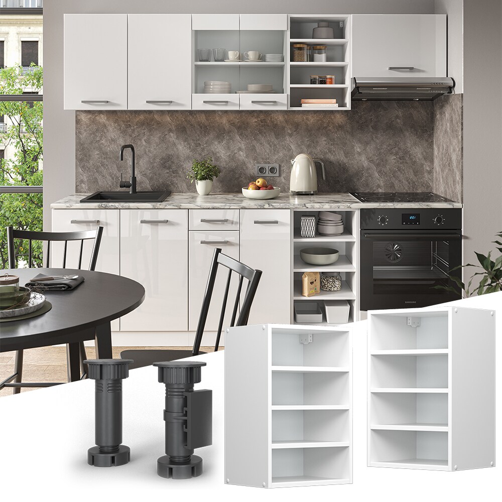 Vicco Regalhängeschrank Küchenschrank Küchenzeile R-Line 40 cm Weiß Fächer