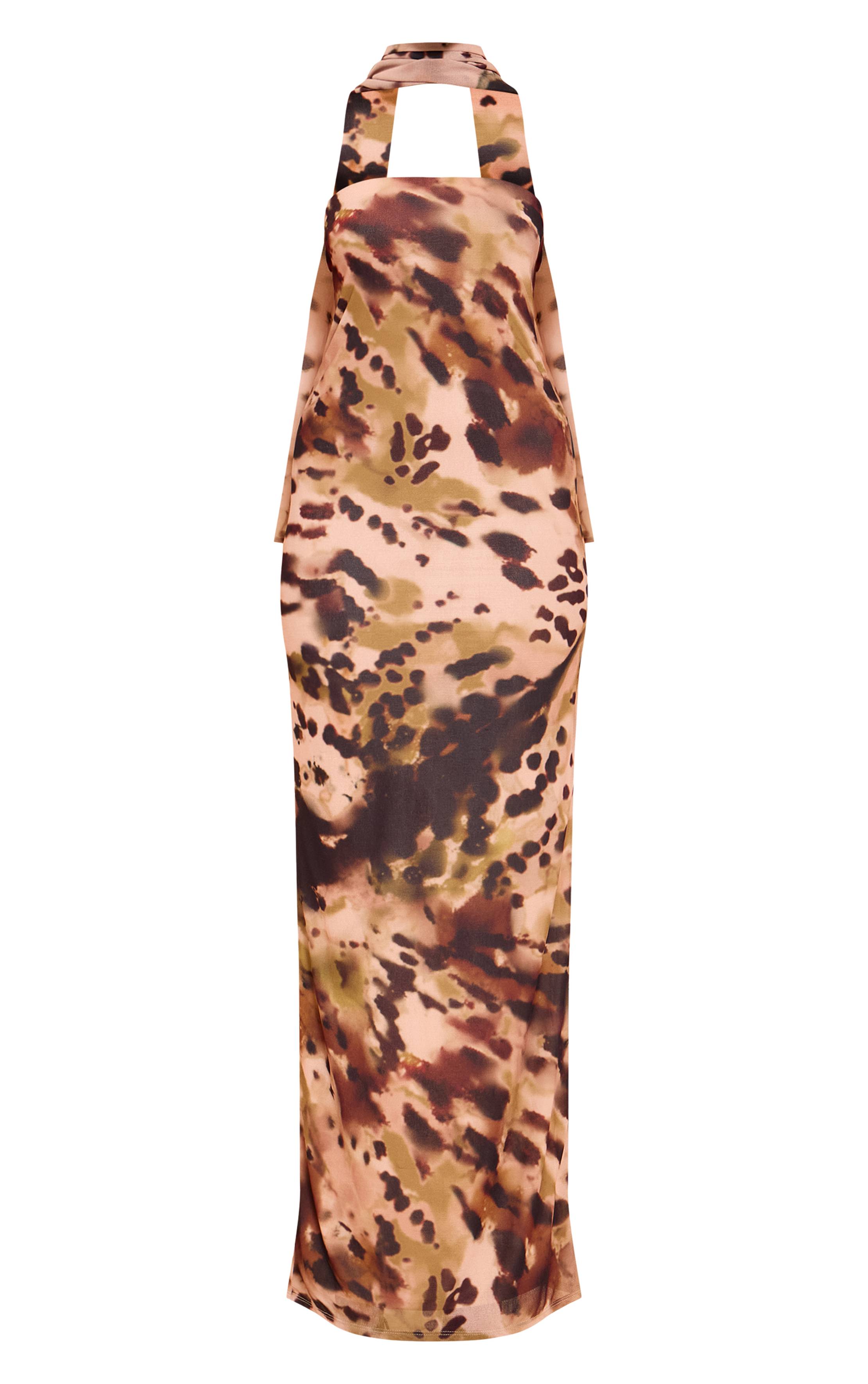 Rose Robe Maxi Bandeau Imprimée Avec Détail Foulard