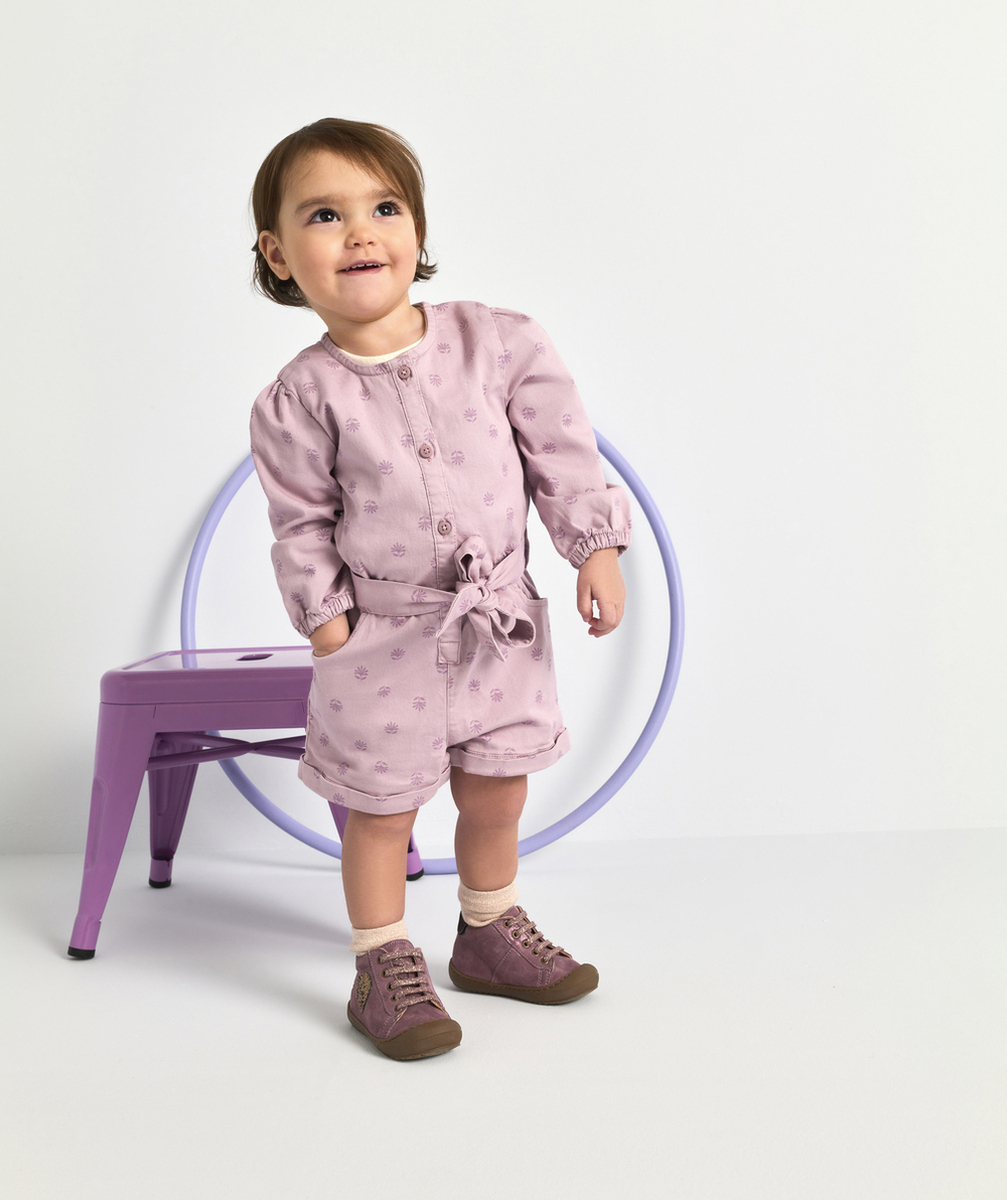 COMBISHORT BÉBÉ FILLE EN JEAN PARME AVEC MOTIFS