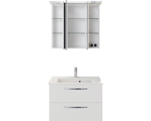 Pelipal Kumba badkamermeubelset, BxHxD 77 x 200 x 50 cm, hoogglans witte fronten met witte mineraalgietwastafel, 99.77012509