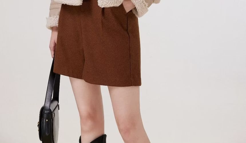 Overing - Lange mouwen imitatieleren fleece jas met rits