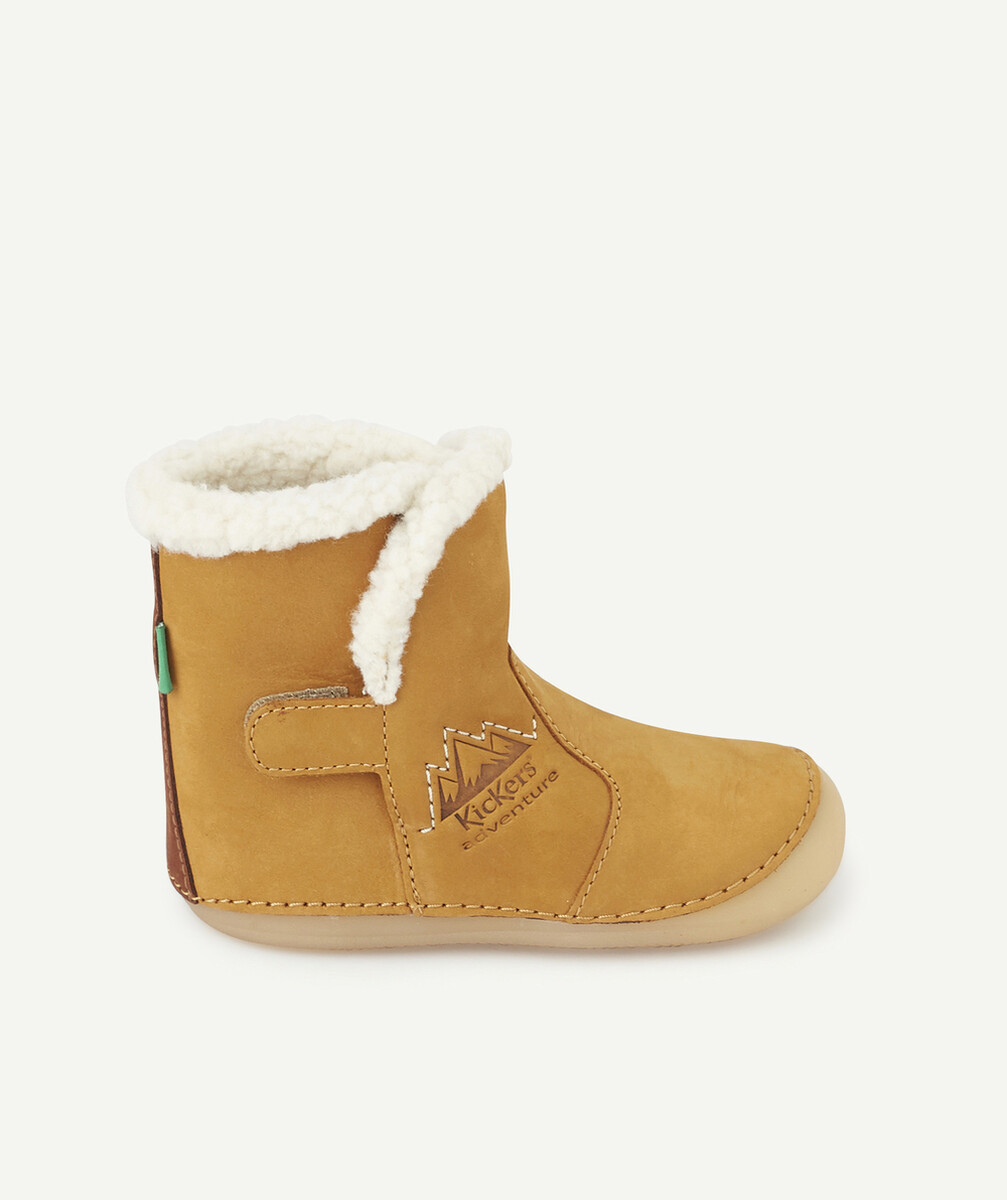KICKERSLES BOOTS CAMEL EN CUIR AVEC IMITATION FOURRURE