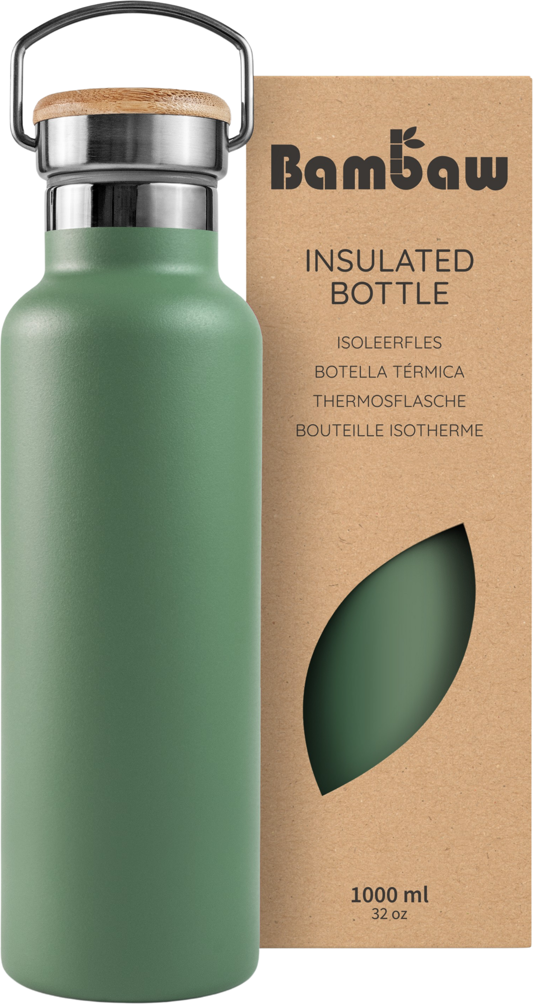 Bambaw  Thermosflasche aus Edelstahl 1000 ml, Sage Green