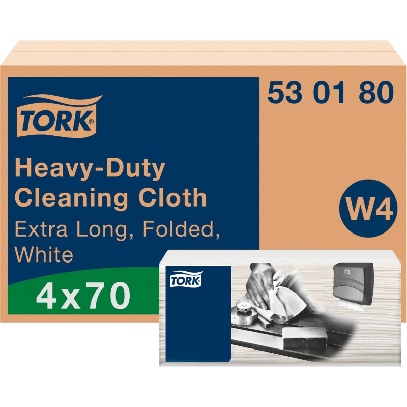 Chiffon de Nettoyage ultra-résistant blanc W4, Multi-usages, pack de 70 chiffons, Tork