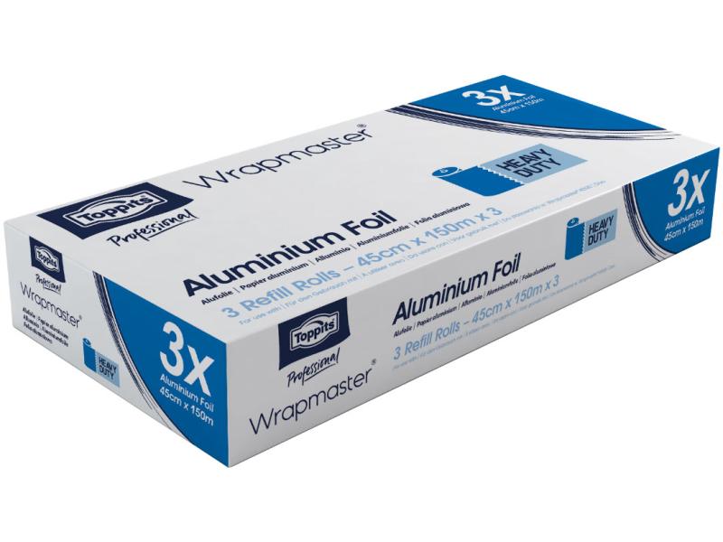 Toppits Alufolie Wrapmaster extra stark 45 cm x 150 m Nachfüllrolle