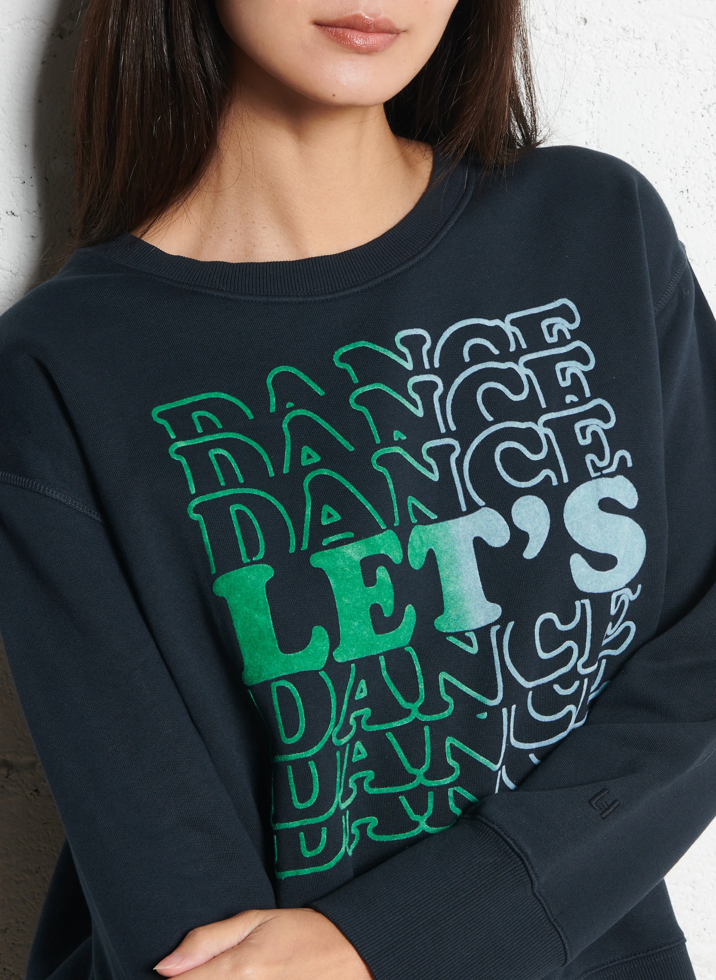 SORBET - Sweat droit col rond en coton bio mélangé | Noir